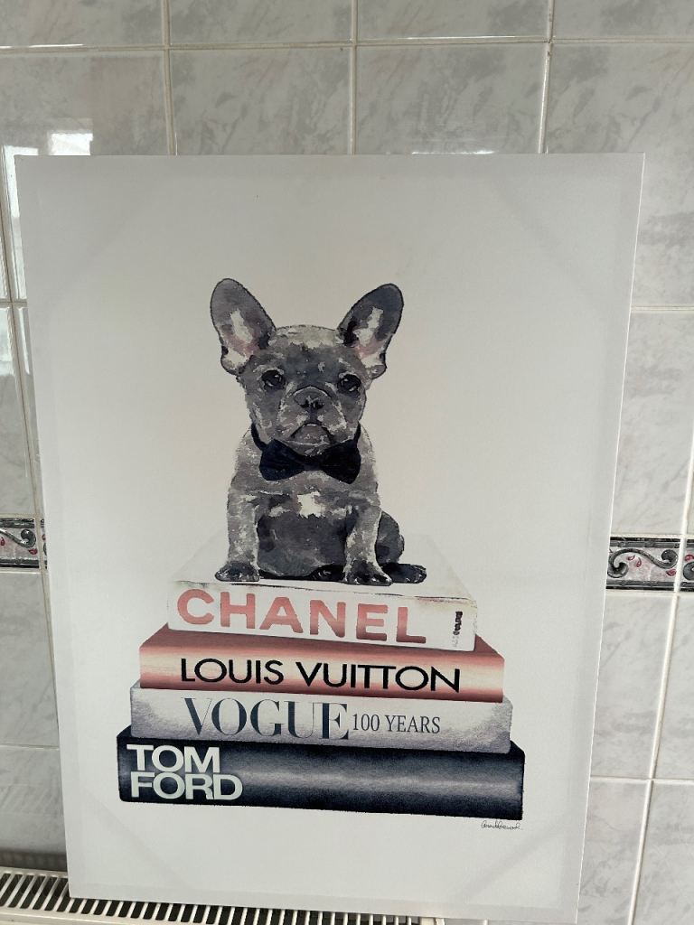 Cute French Bulldog Canvas Painting – Good Condition