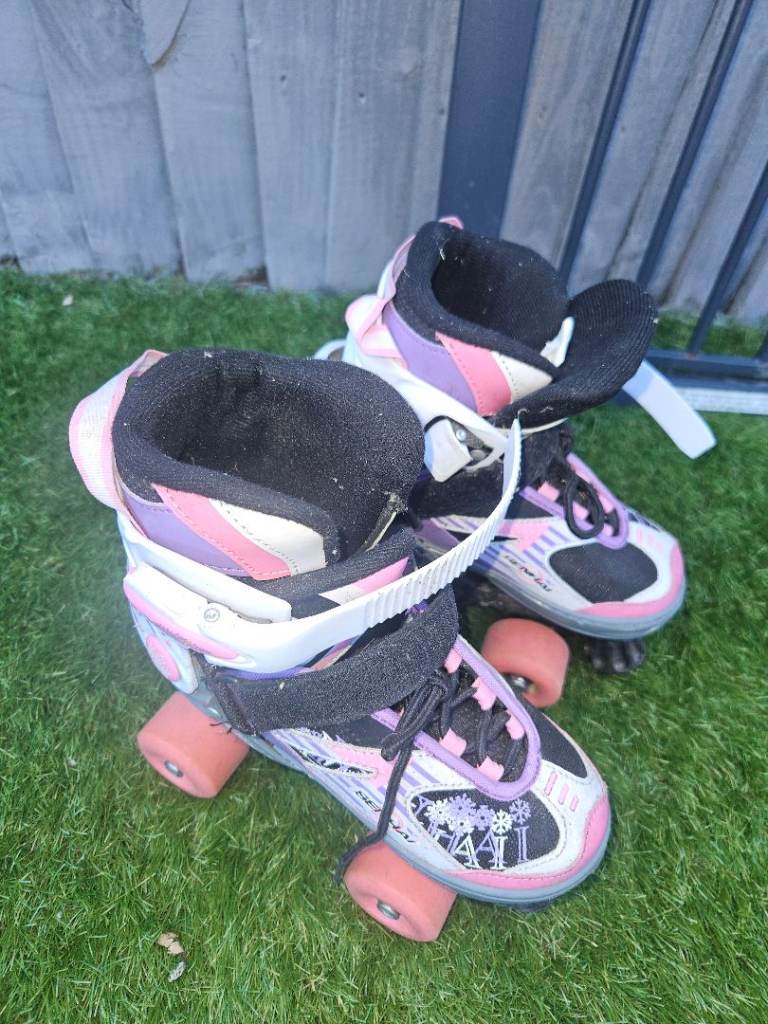 Girls Roller Skates – Pink, Purple and Black, Good Condition