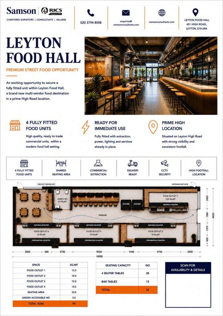 Leyton Food Hall - 4 Units - TO LET