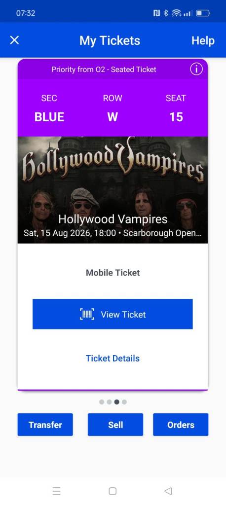 Scarborough concert ticket