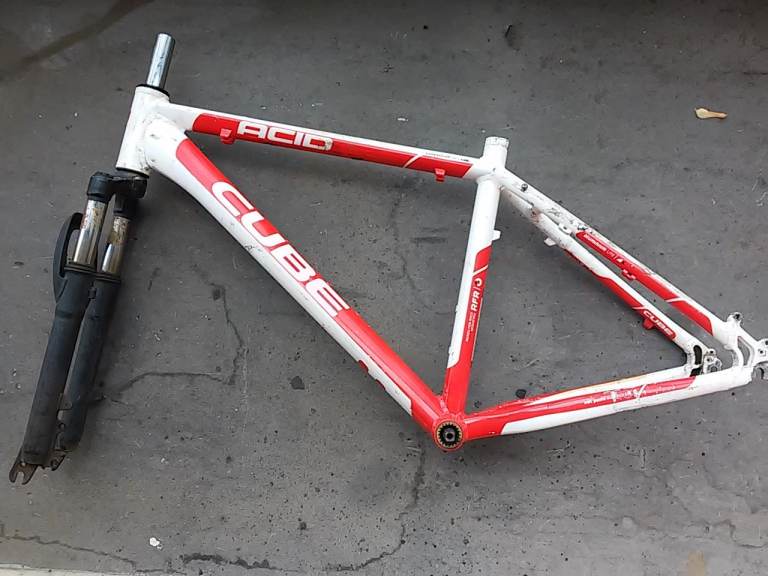 CUBE ACID RFR Bike Frame & Forks – White/Red
