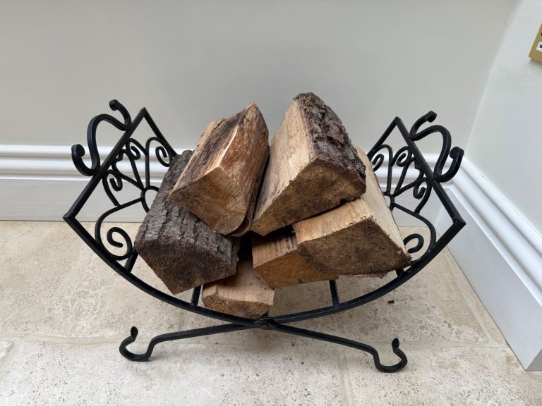 Log holder basket folding metal decorative 