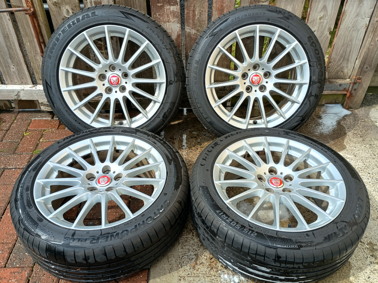 17" JAGUAR ALLOYS WHEELS 4 x GOOD TYRES 5x108 FORD