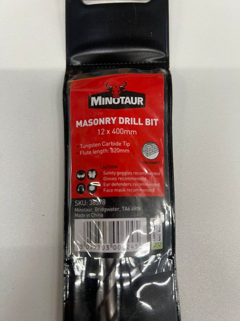 Minotaur Masonry Drill Bit 12 x 400mm SDS for Concrete Brick Stone - RRP £4.48