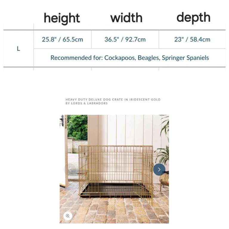 Large gold dog crate
