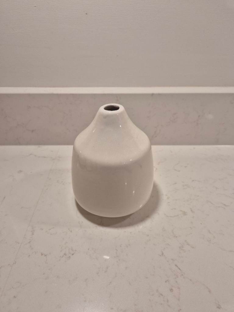 5 White Ceramic Vases