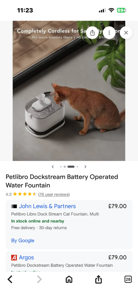 Water fountain for cats