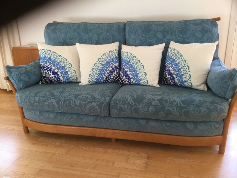ERCOL (VINTAGE) 3 SEATER SOFA & MATCHING ARMCHAIR