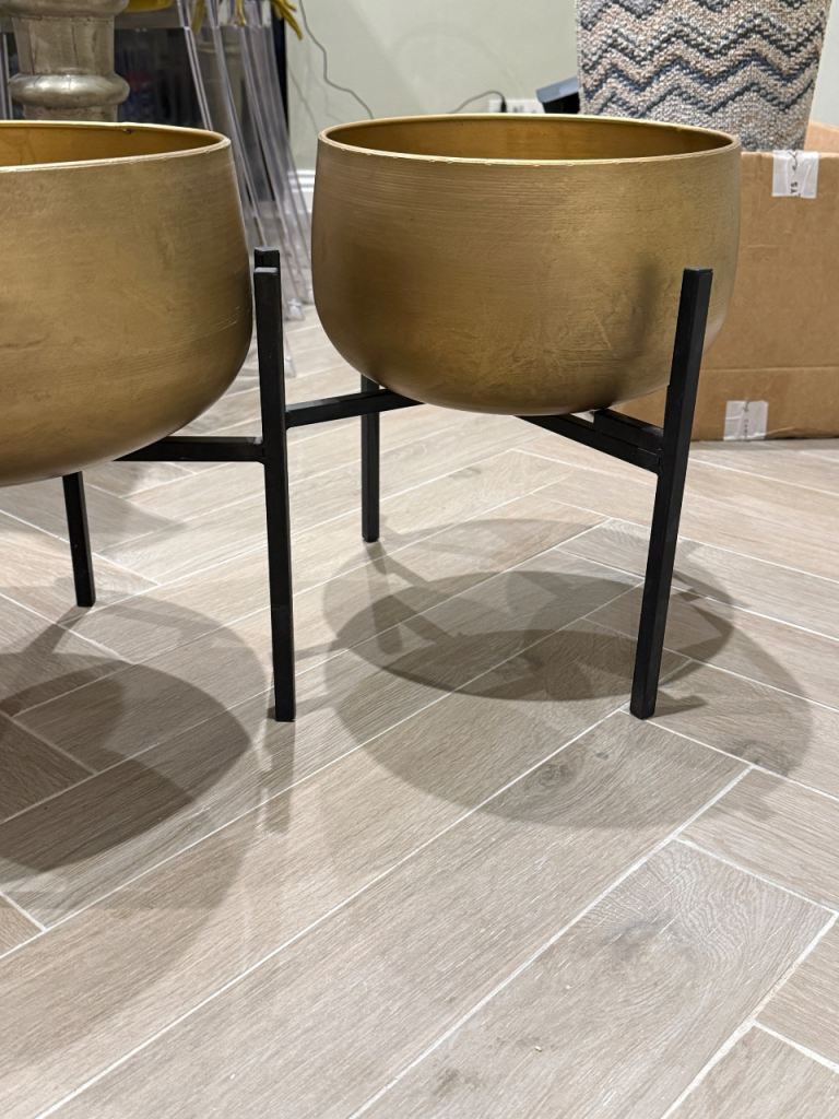 Cox and cox metal planters with black legs
