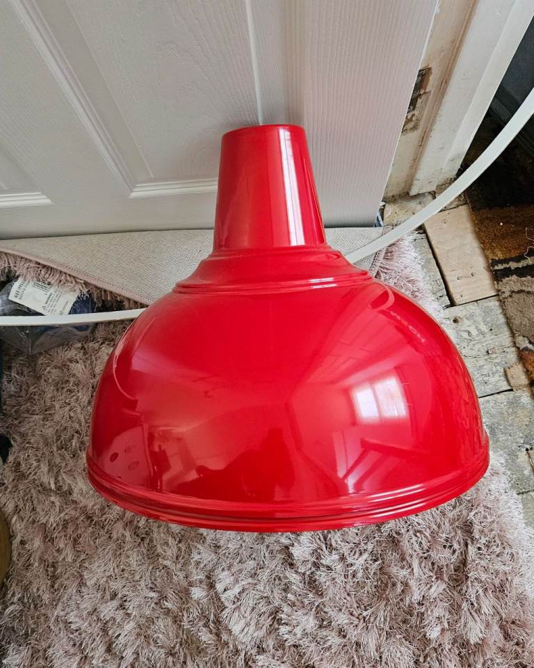 X2 Large Red Industrial Style Pendant Light Shade