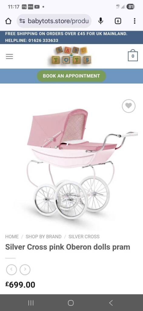 Silver Cross Pink Oberon Dolls Parm