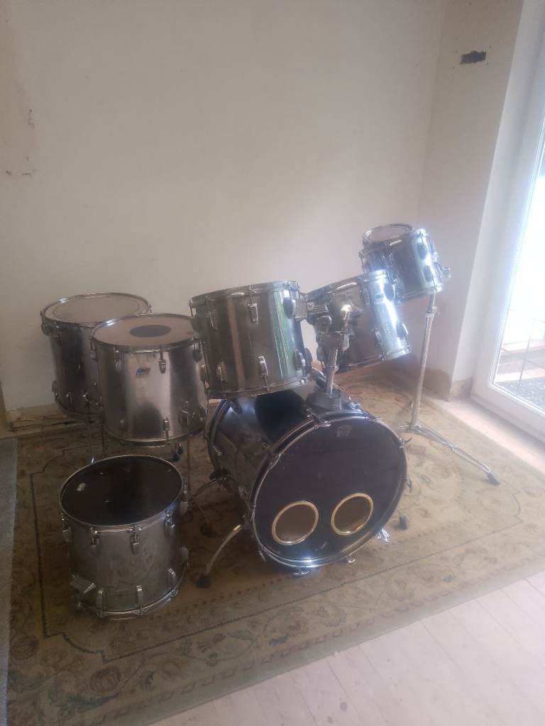 Ludwig Chrome‑Over‑Wood (Late 70s / Early 80s, B/O Badge) | 8‑Piece | 
