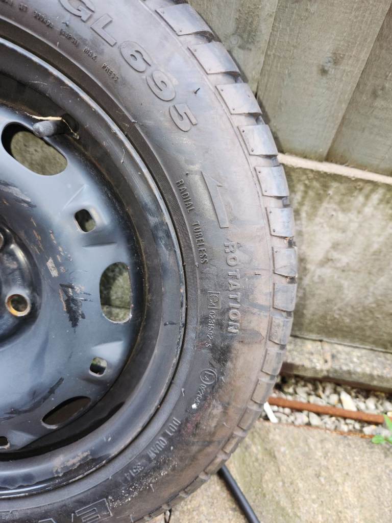 Tyre on steel rim 