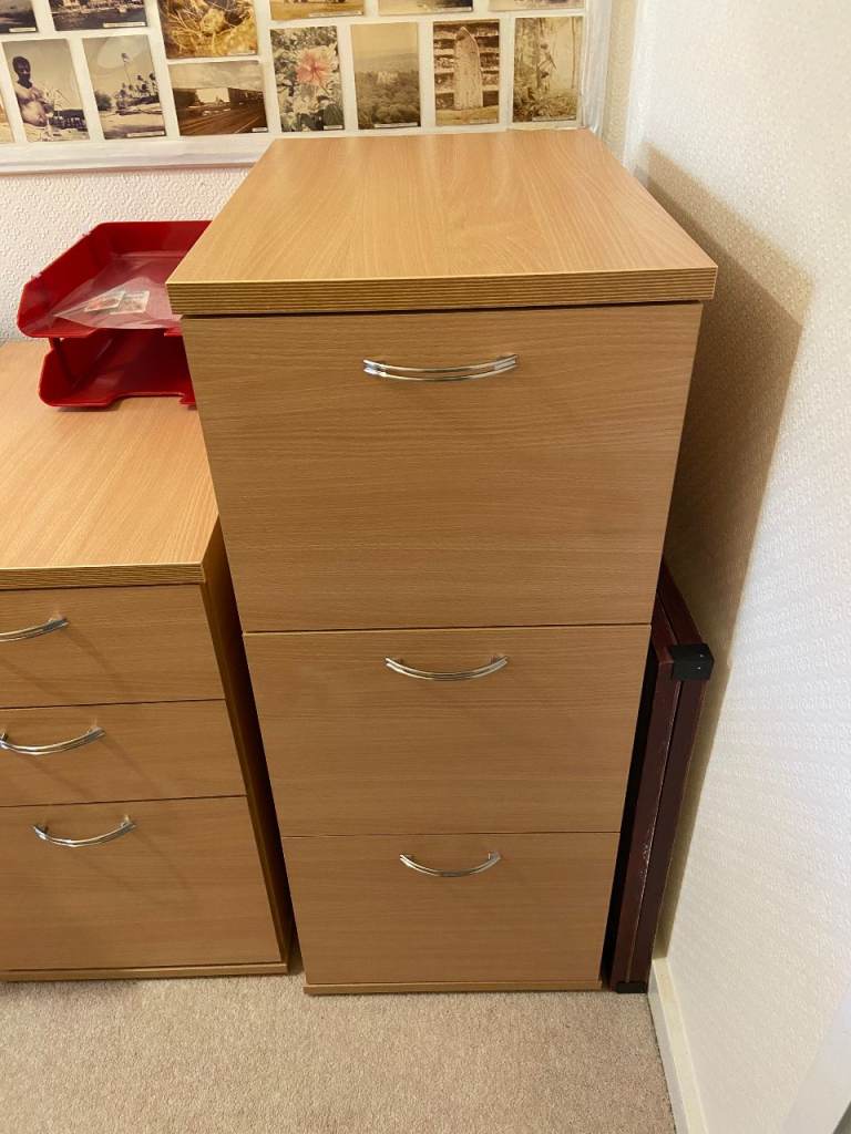 Beech 3 drawer filing cabinet