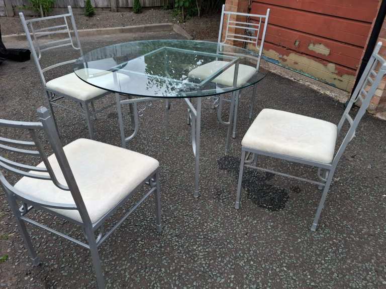 Heavy Wrought Iron/ metal  Set – Table + 4 Chairs 