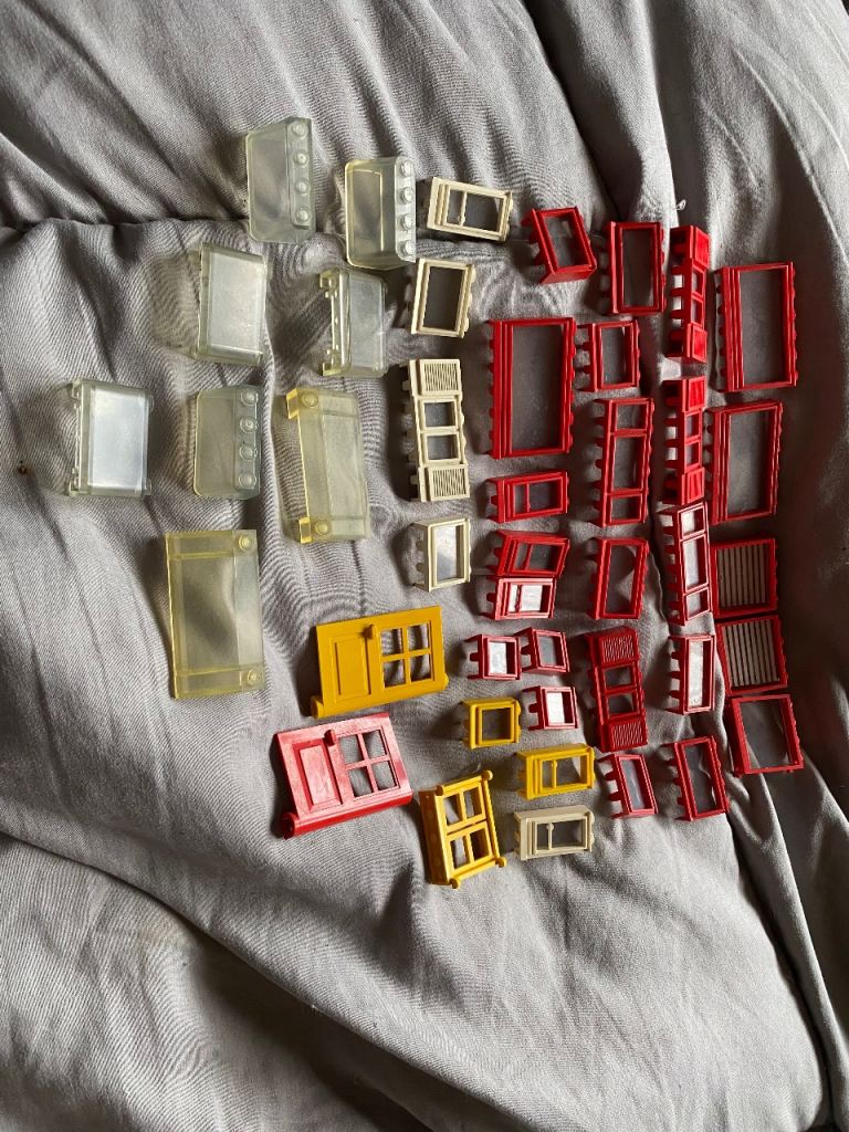 42 x Vintage Lego Window Door Shutter Bundle City Train red, white, yellow