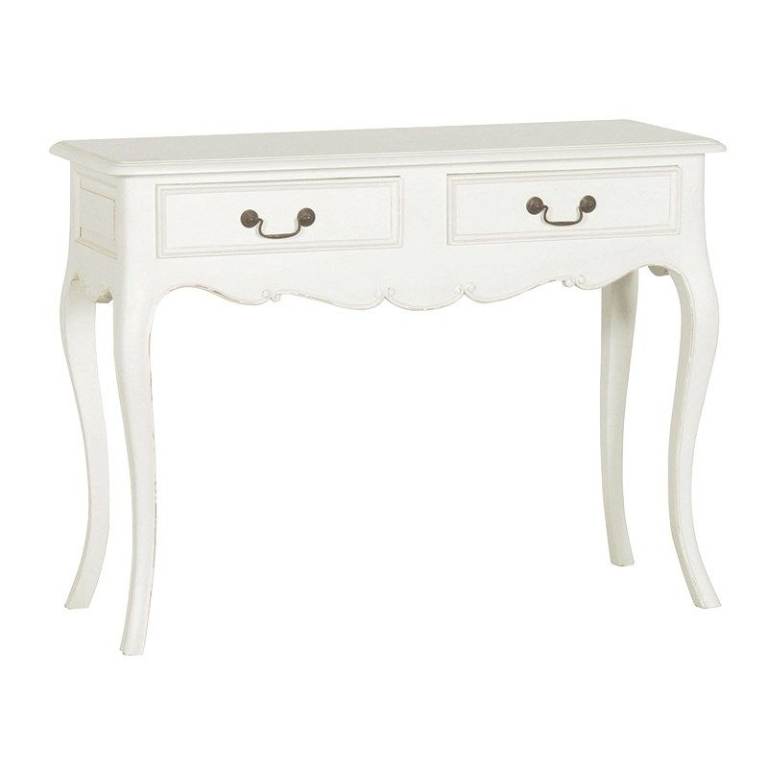 French Syle White Console Table with Two Drawers