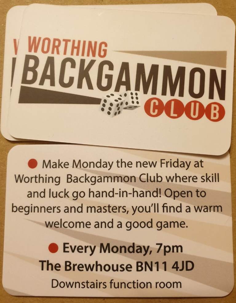 Worthing Backgammon Club Every Monday 7pm until 10pm 