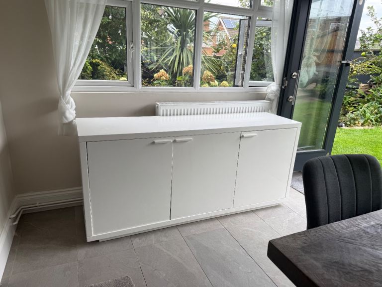 Large white high gloss solid sideboard 