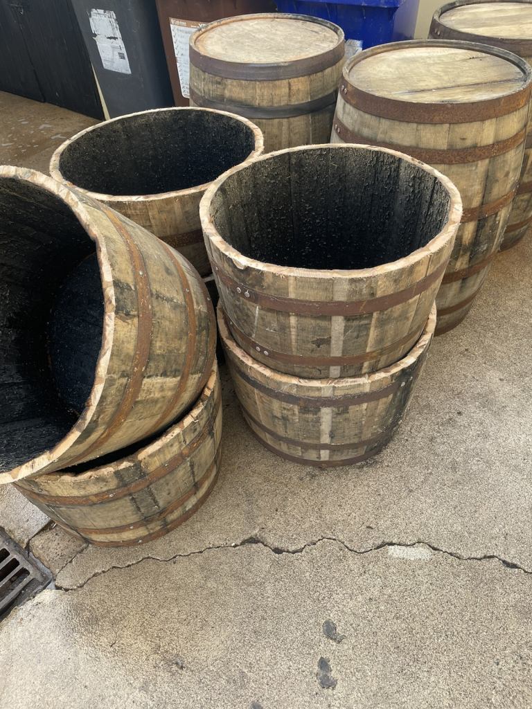 Planters whiskey barrels flower pot