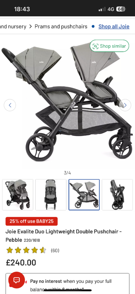 Joie Evalite Duo Lightweight Double Pushchair