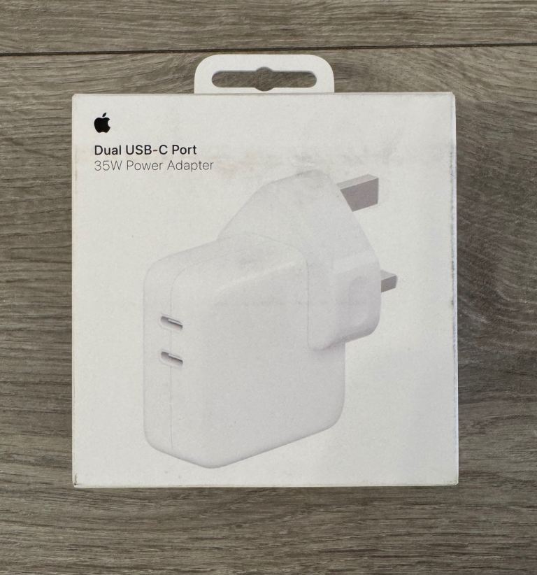 Genuine Apple 35W Dual USB-C Power Adapter Empty Box & Leaflets ONLY (No Charger)