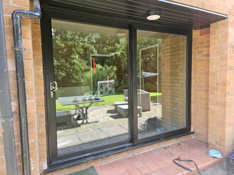 Black Double Glazed Sliding Patio Doors – Good Condition