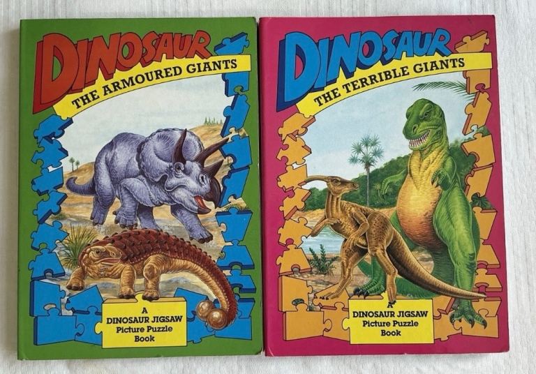 1988 Vintage Dinosaur Puzzle/Information Books x 2
