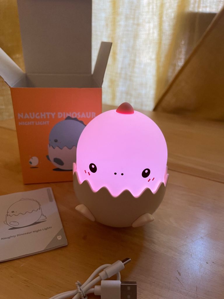 Cute Dino Colour Changing Squishy Lamp - Rechargeable USB-C Dinosaur Night Light