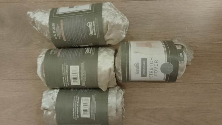 New Dunelm 4 champagne/pale gold chair covers 