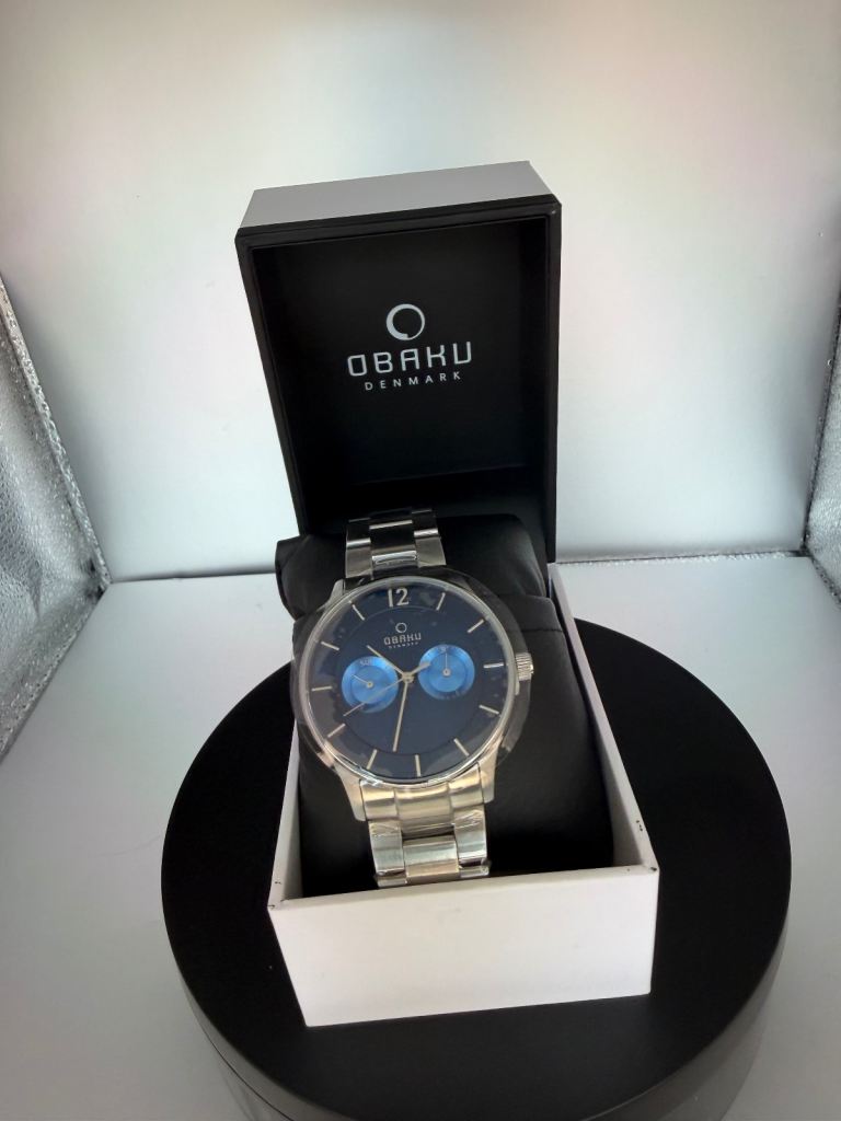 Obaku Denmark Men's Watch – Silver with Blue Face, As Good As New