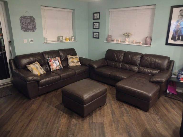 2 Brown leather sofas 