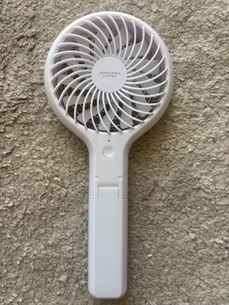 JOHN LEWIS Handheld Portable Fan – White, Good Condition