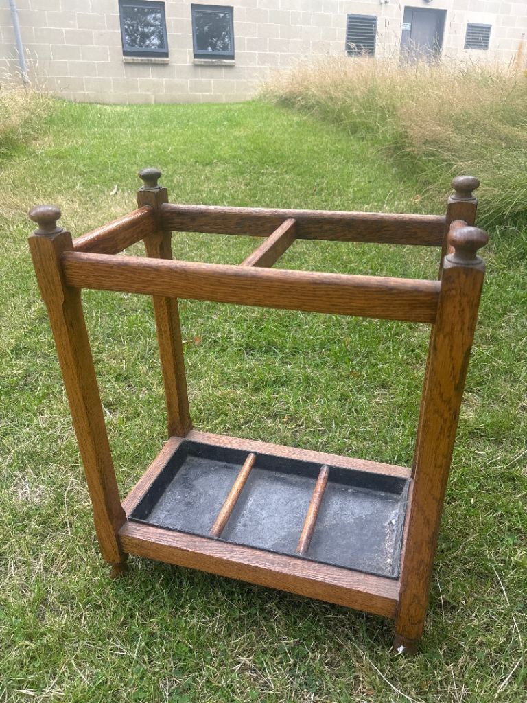 Wooden Umbrella Stand with Metal Drip Tray