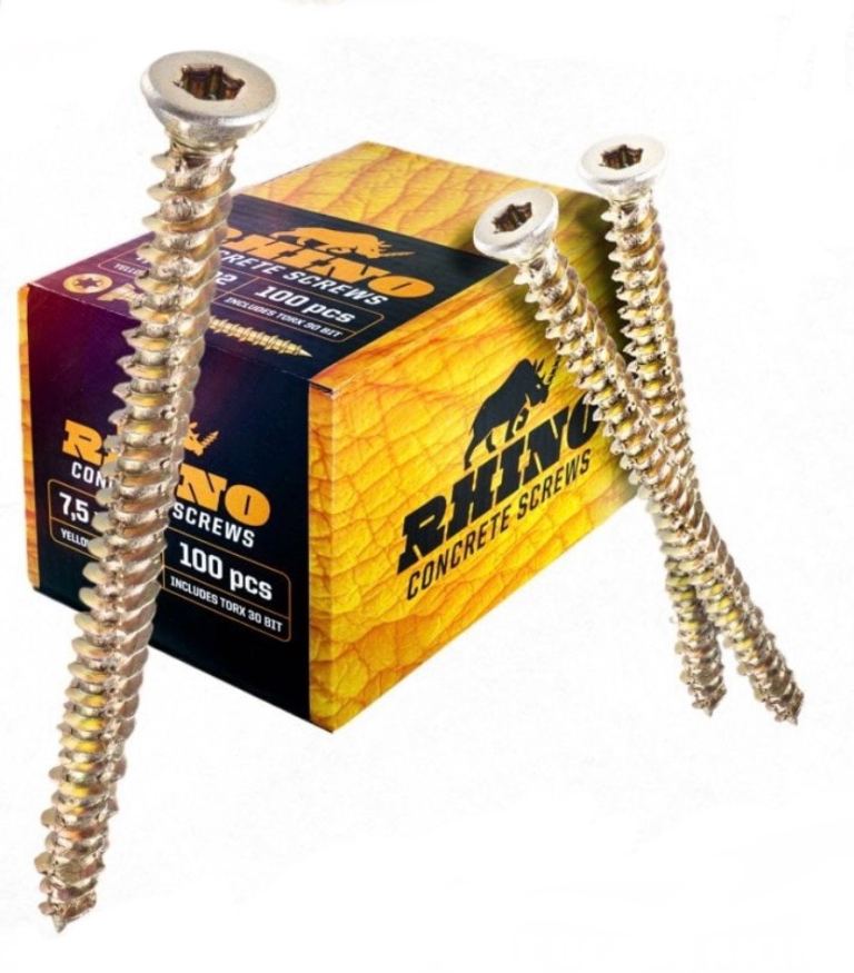 Rhino Window Door Frame Concrete Screws Upvc Wood Stone Brick 7.5 X 122mm 100pcs