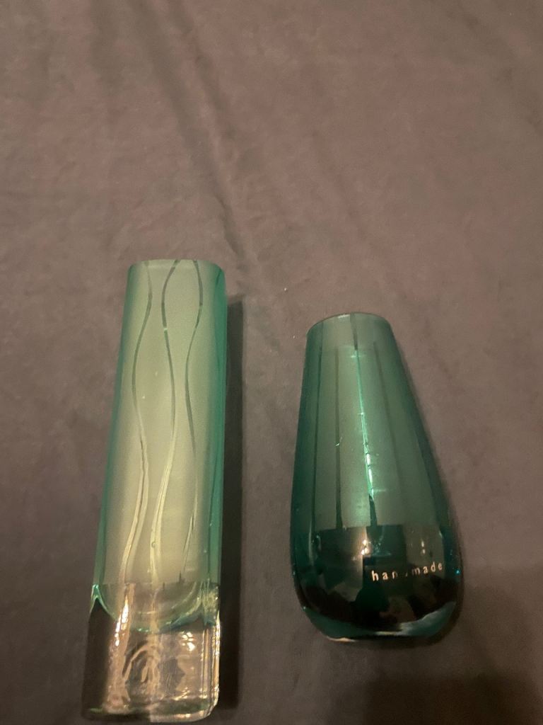 Teal glass vases