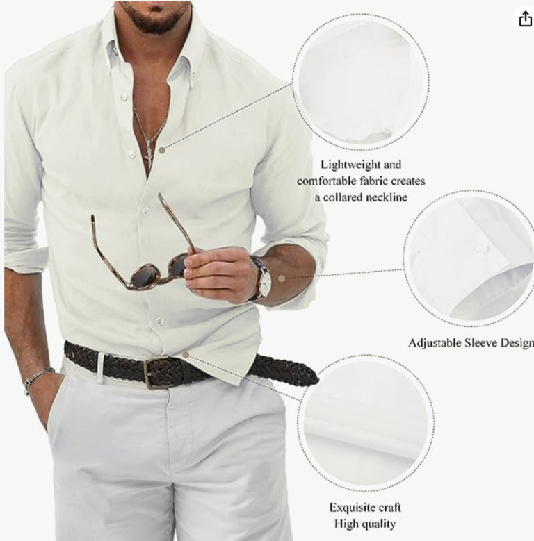 Mens White (off white) Casual Linen Shirt. Size L.  Brand NEW