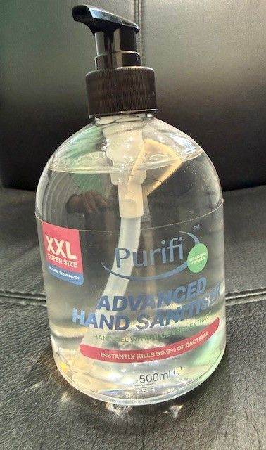 16 bottles Purifi Advanced Hand Sanitiser Gel with Aloe Vera 500ml Super size