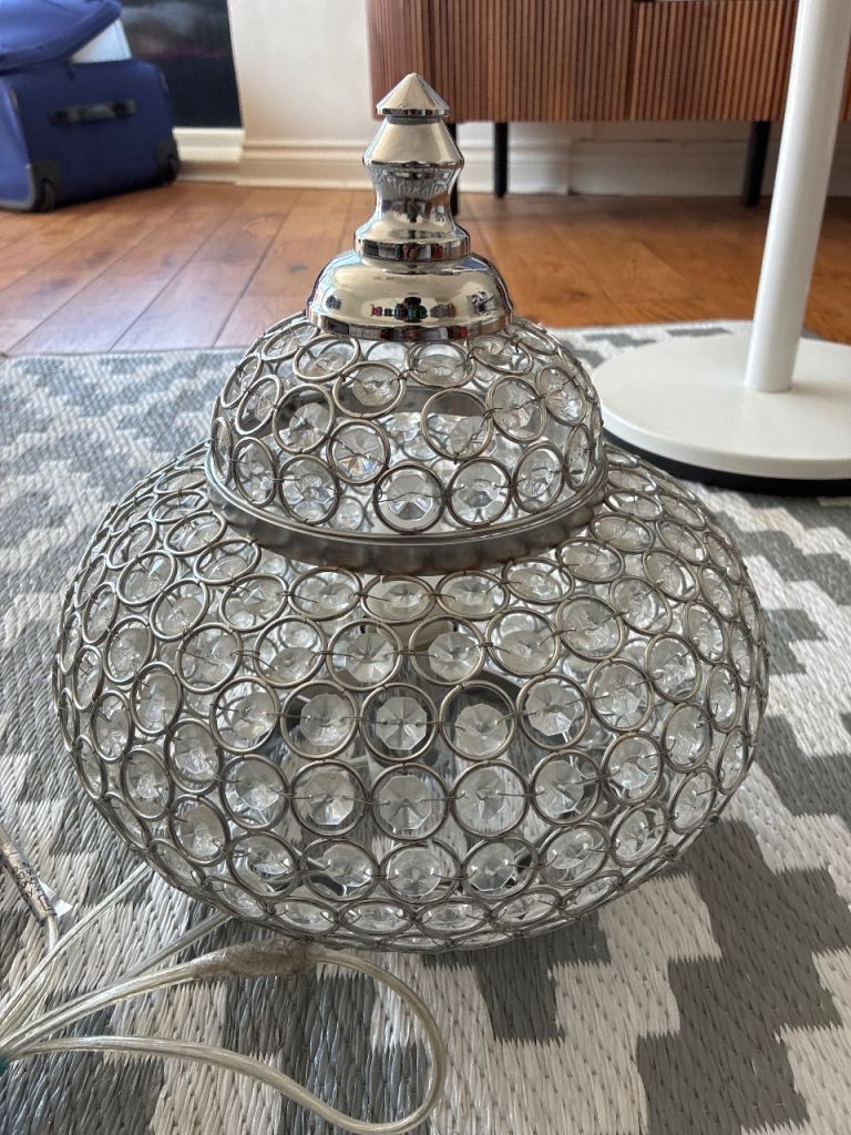 Sparkly Crystal Table Lamp – Silver, Good Condition