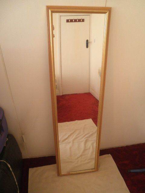 Large Mirror with Wood Frame - Gold Paint Edge Frame