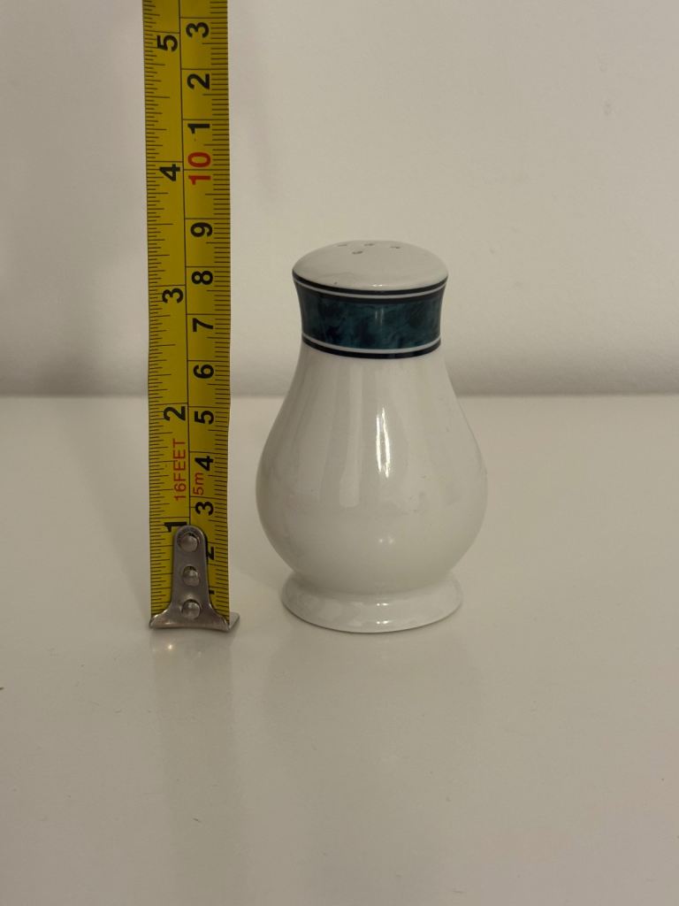 Pair of white & teal banded pattern Fine Bone China Salt & Pepper ...