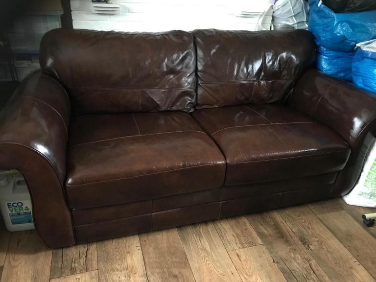Leather brown sofa
