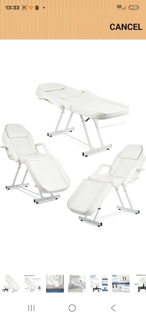 White Adjustable Massage/Beauty Treatment Bed rrp £179