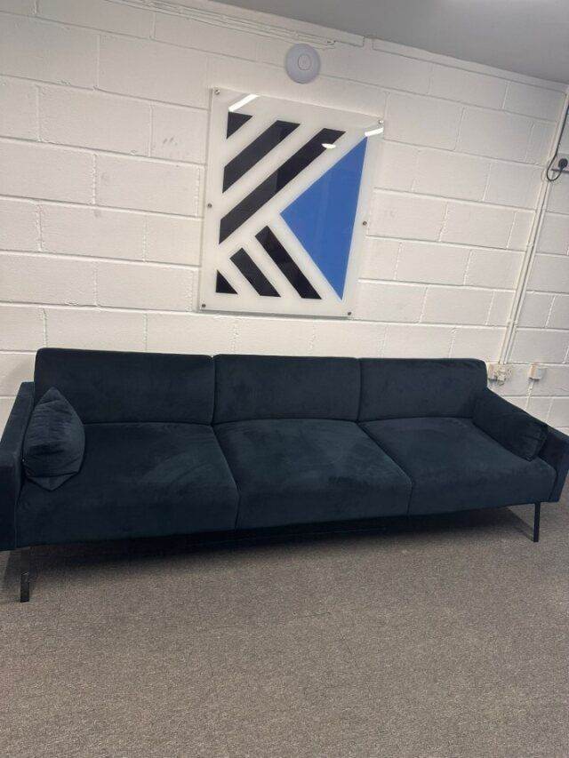 Connection Leo Range 3 Seater Sofa - Blue Velvet - Free Delivery Anywhere Within 100Miles of ME4