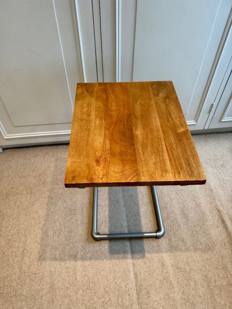 Reclaimed Wood Industrial Side Table / C-shaped Table -- Marylebone