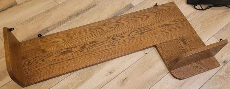 4 x Oak Finish Floating Wall Mounted L-Shaped Shelves 101.5W x 50.5L x 16.5H x 27D