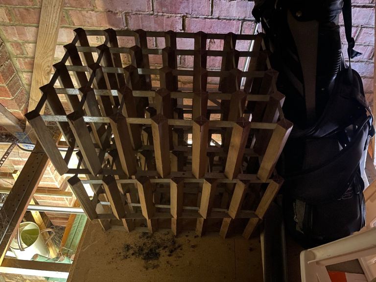 Wine rack, metal and wood 4x6