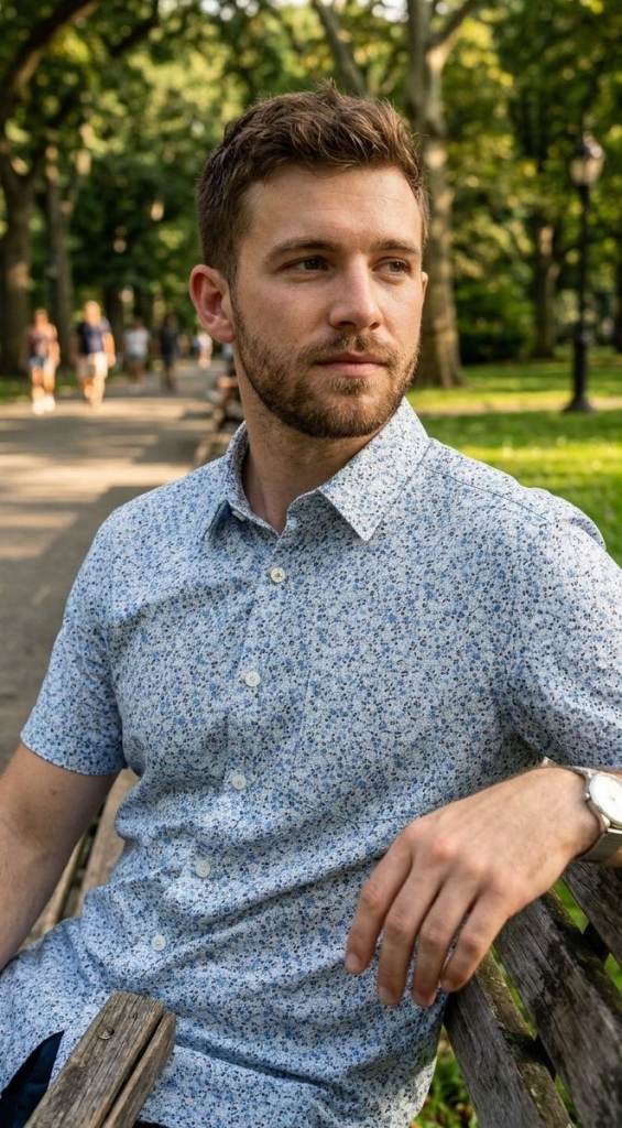 Men's Gent's short sleeve shirt get that James May look size medium / slim