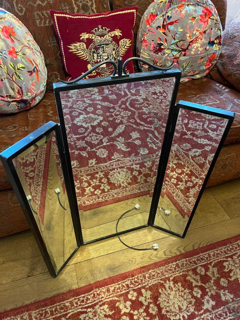 Art deco, Antique Victorian, vintage bi fold heated wall dressing table bathroom mirror.