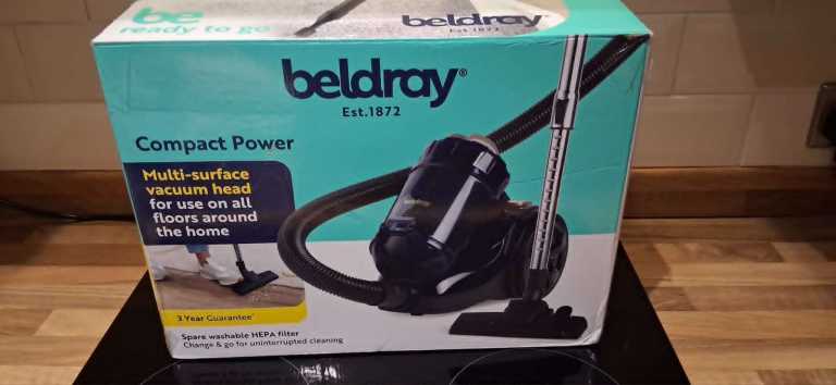 New In Box Beldray Compact Cylinder Vacuum Cleaner Bagless Cyclonic Suction Hepa Filter Hoover